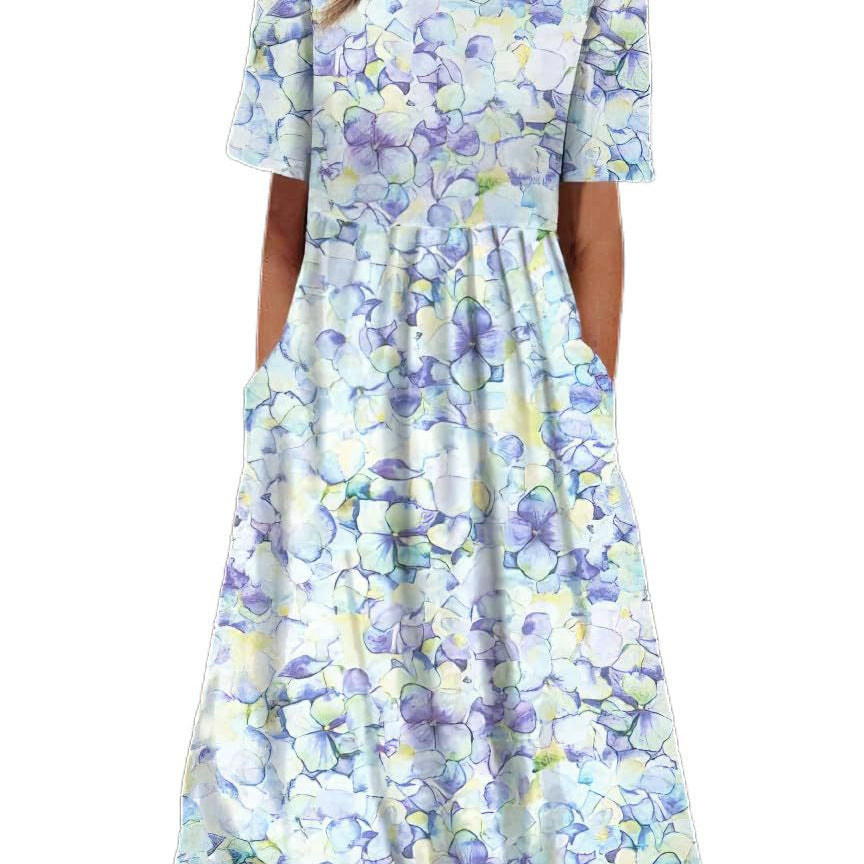 Women's Summer Round Neck Sleeve Bohemian Print Shorts