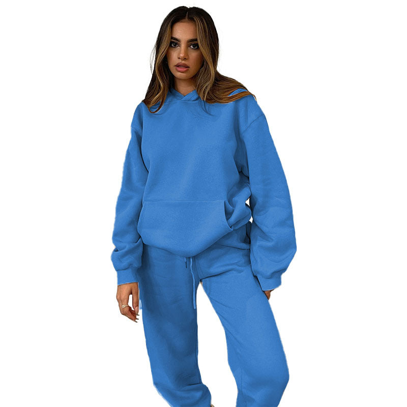 Solid Color Hooded Pullover Long-sleeved Cotton Suits