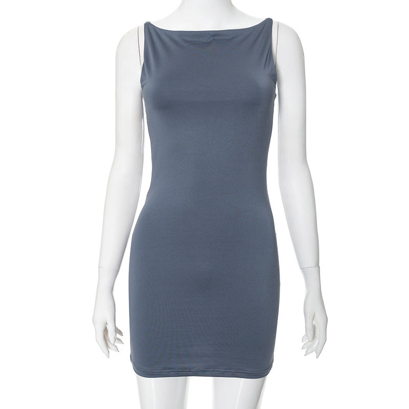 Women's Summer Solid Color Simple Sleeveless Tight Dresses