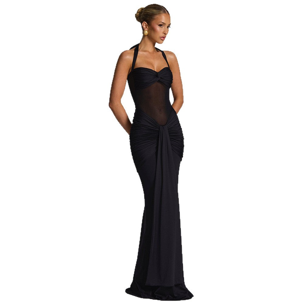 Women's Mesh Stitching Elegant Fishtail Ribbon For Dress