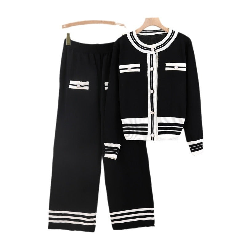 Women's Western Style Knit Two-piece Wide Leg Suits