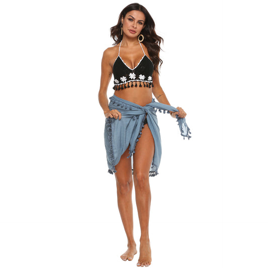 Women's Seaside Shawl One-piece Irregular Stitching Tassel Skirts