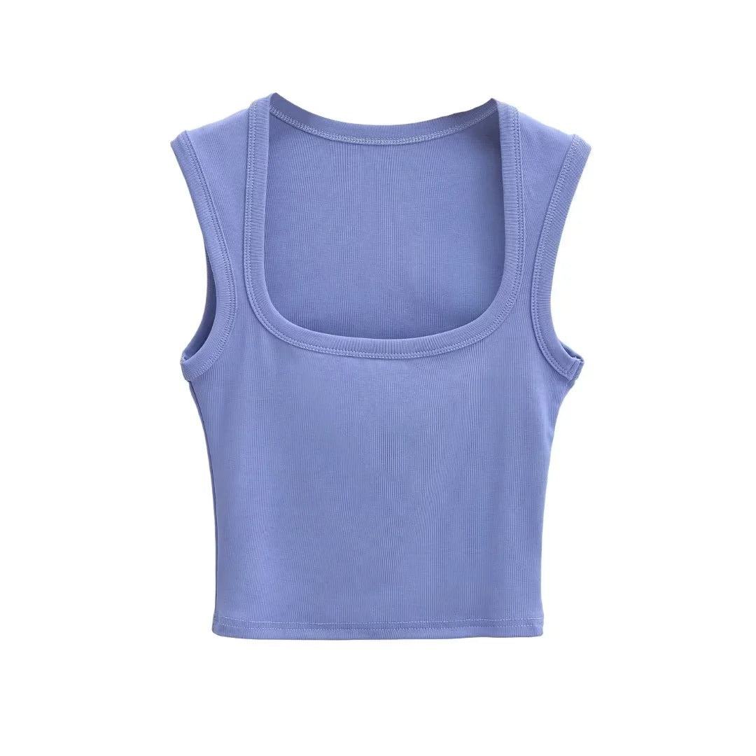 Women's Summer Sexy Deep Square Collar Tight-fitting Tops
