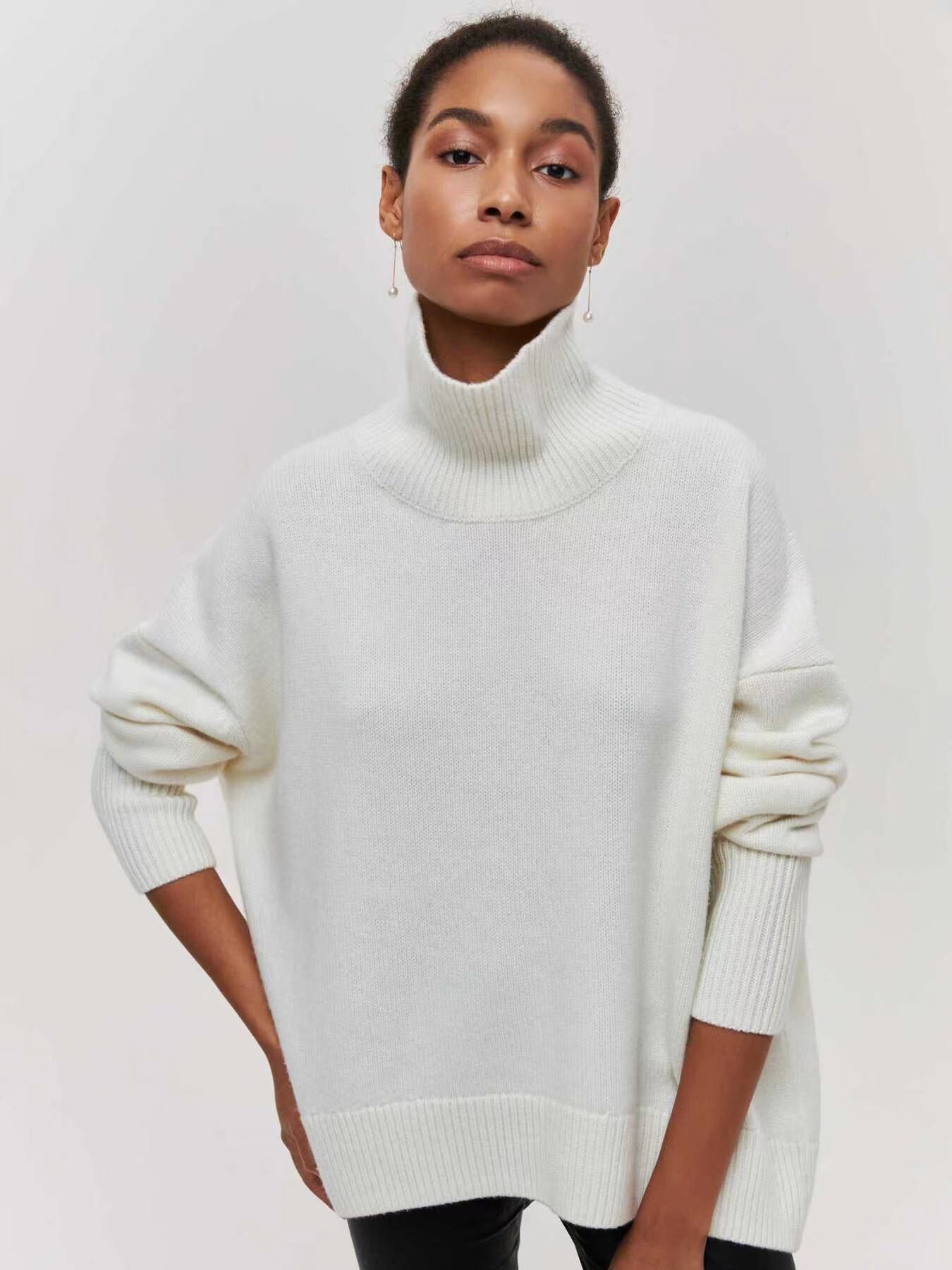 Casual Women's Loose Mock Neck Russian Sweater