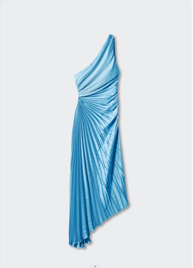 Women's Fashion Solid Color Casual Sexy Temperament One Shoulder Diagonal Evening Dresses