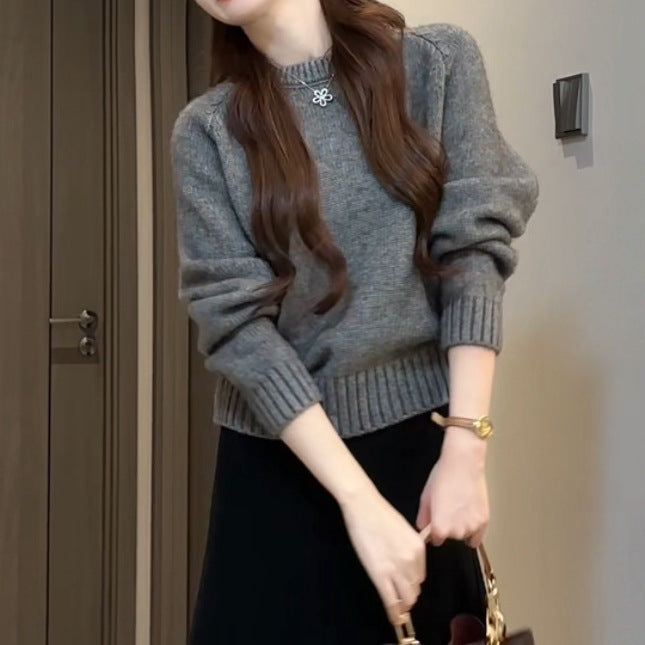 Women's Solid Color Loose Korean Casual Pullover Knitted Long Sweater