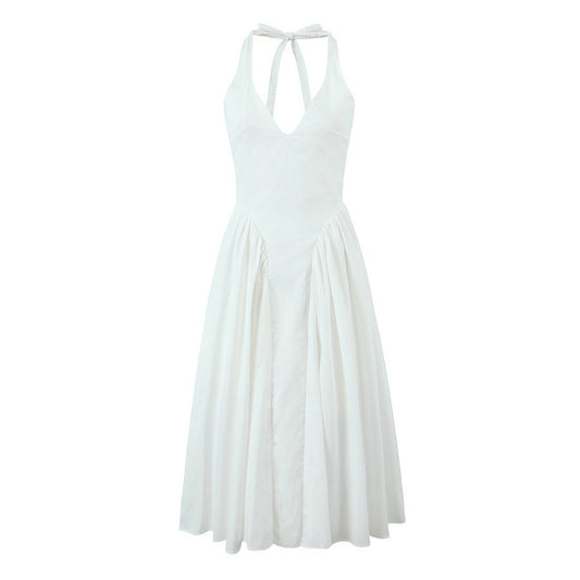 Halter Long Dress Summer Sexy Backless Deep Dresses