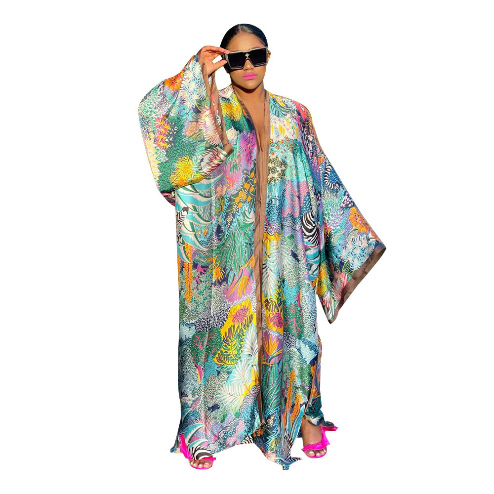 Women's Autumn Print Loose Casual Kimono Long Clothing