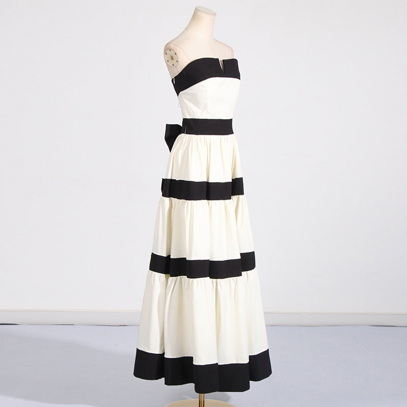 Women's Elegant Long Dress Spring Tube Contrast Dresses