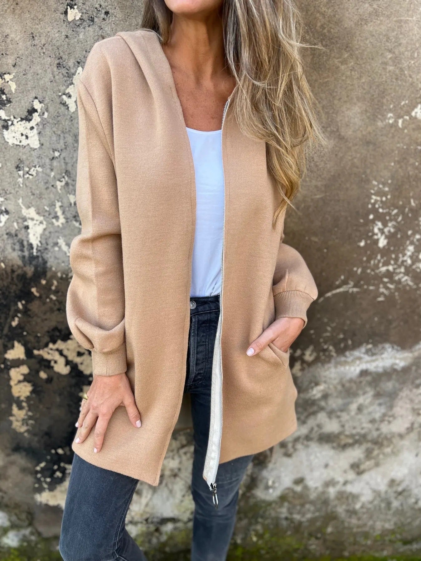 Women's Solid Color Casual Single-breasted Hooded Coats