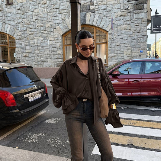 Women's Bell Sleeve Loose Shirt Temperament Wild Blouses