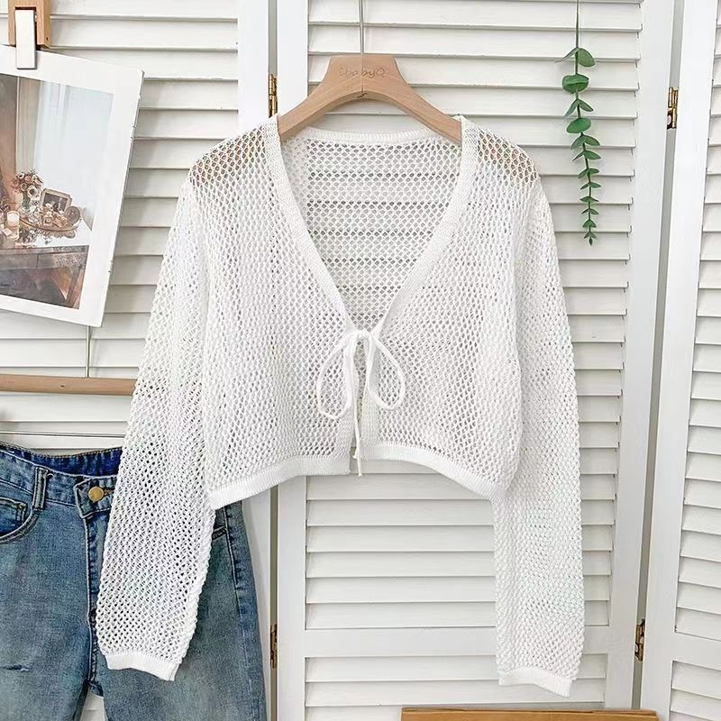 Tup Fresh Air Sun Protection Outerwear Thin Mesh Cutout Women's Sweater