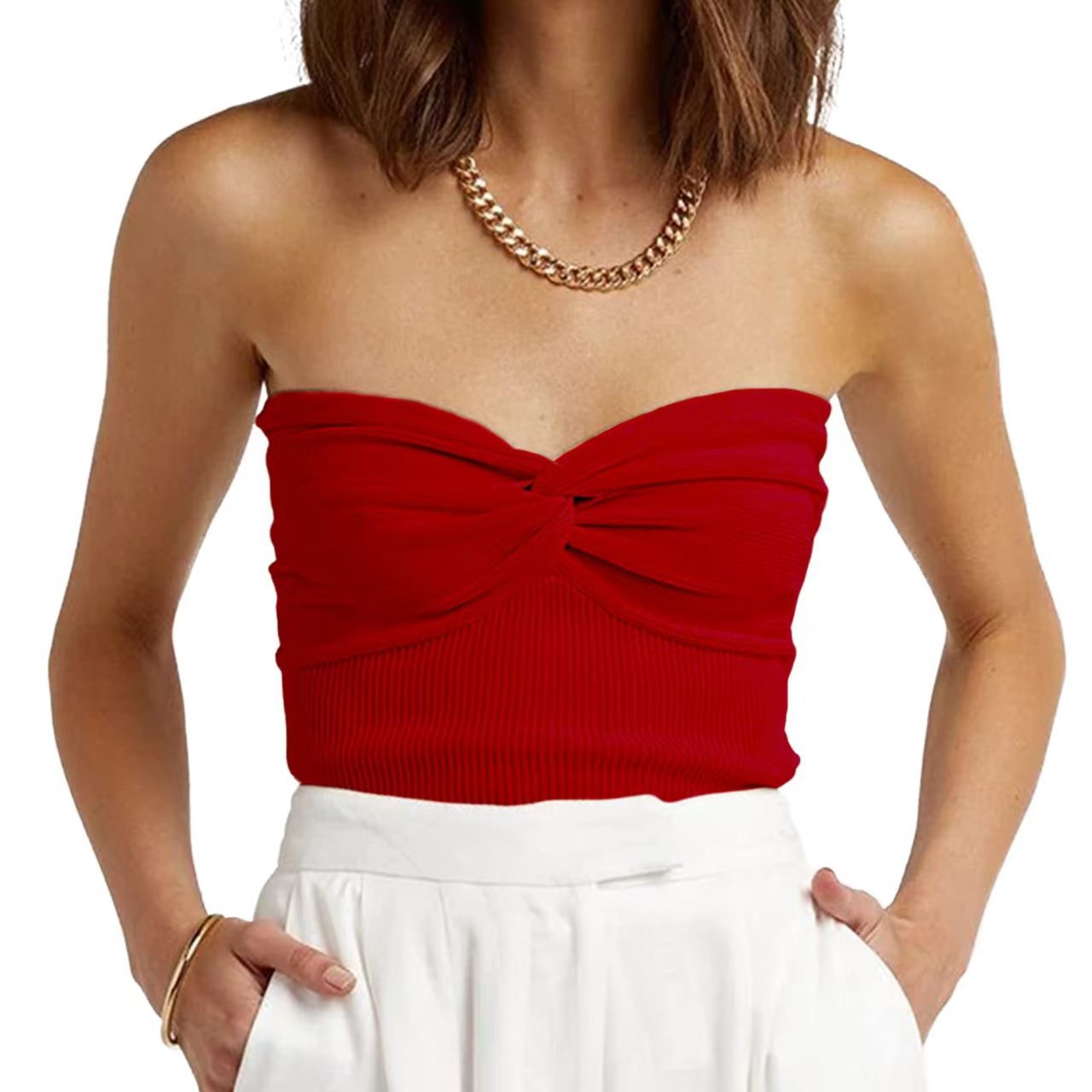 Women's Solid Color Knitted Sling Tight Backless Shorts