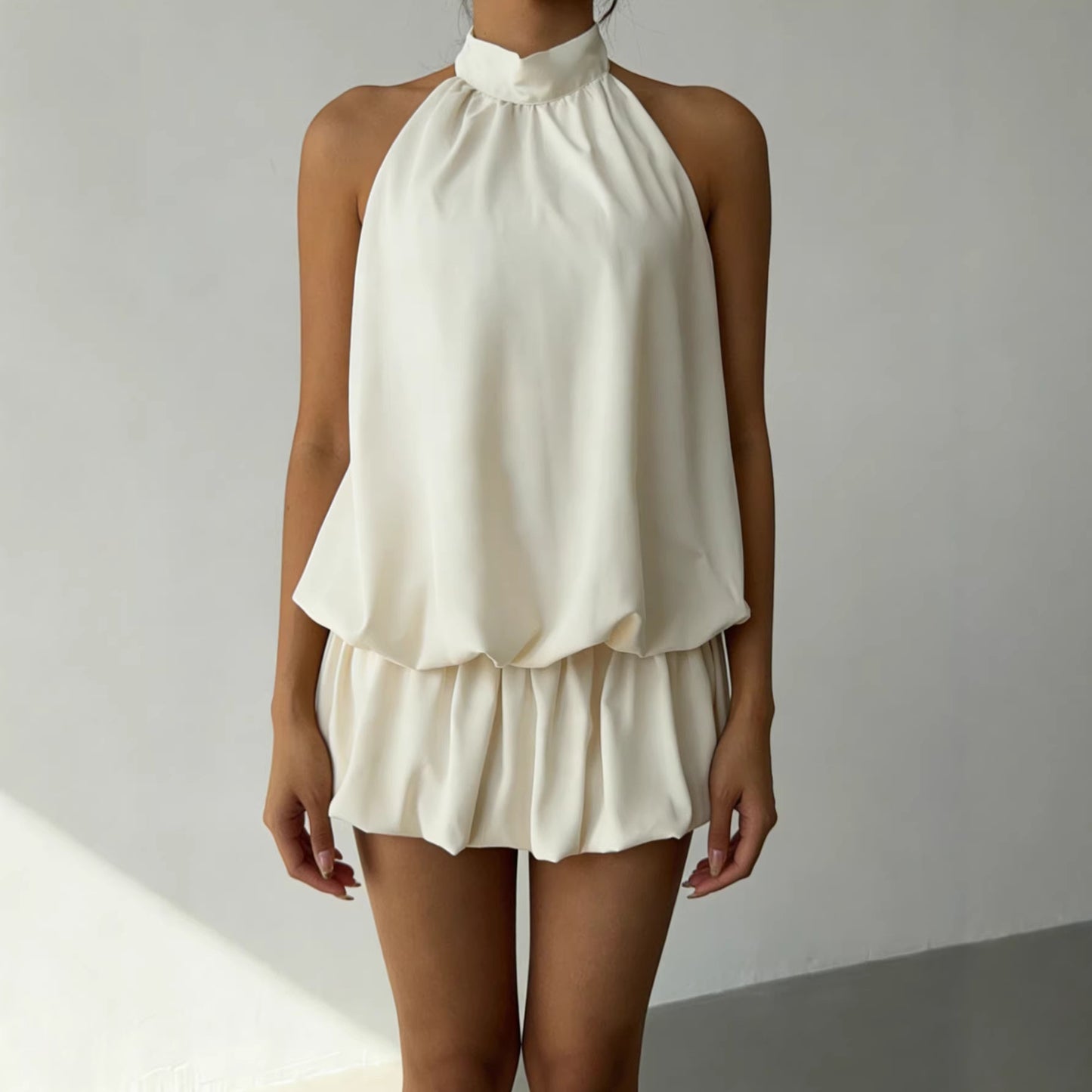 Summer Solid Color Sleeveless Backless Sexy Seaside Vacation Style Dress