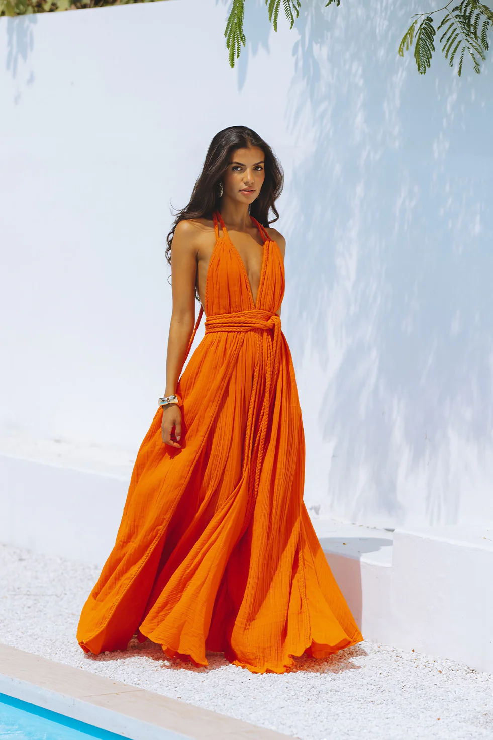 Women's Sexy Backless Lace Up Solid Color Dresses