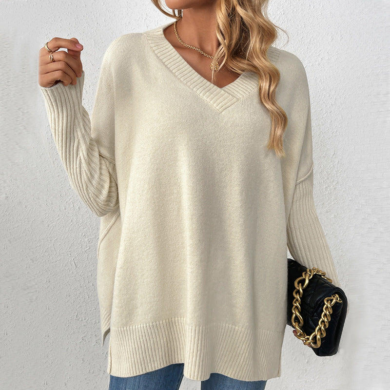 Women's Pullover Idle Style Casual Stitching Long-sleeved Sweaters