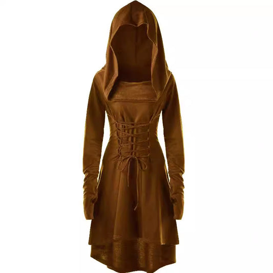 Women's Color Holiday Performance Long Sleeve Hooded Dresses