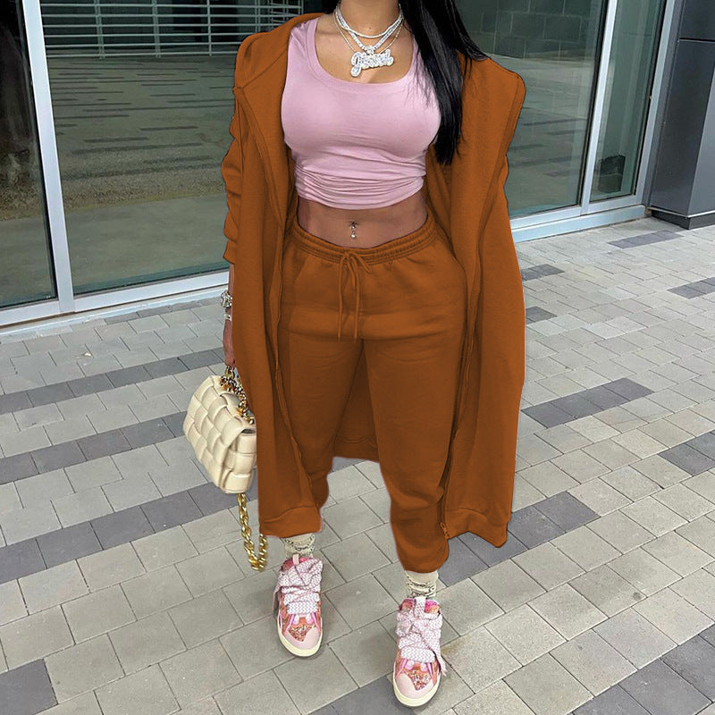 Women's Fashion Casual Hooded Long Sports Two-piece Suits