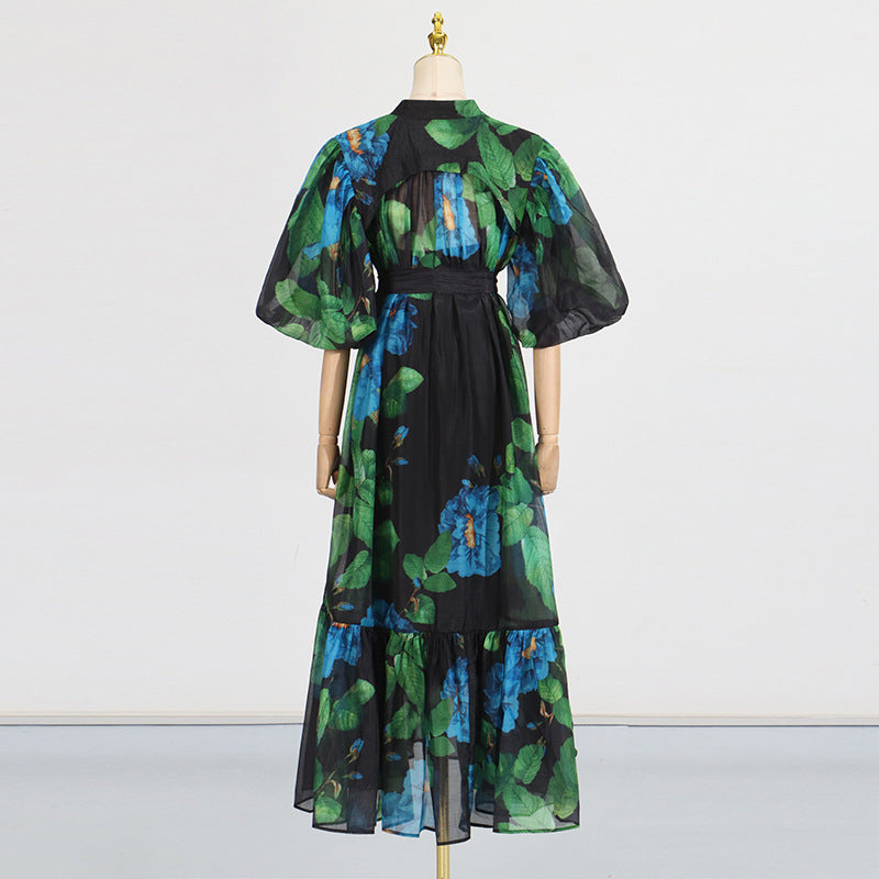 Women's Long Summer Fashion Puff Sleeve Vintage Dresses