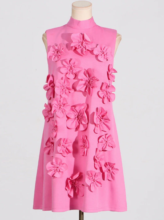 Collar Tie Bow Design Sleeveless Three-dimensional Dresses