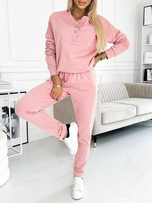 Women's Half Button Long Sleeve Sports Fashion Casual Suit