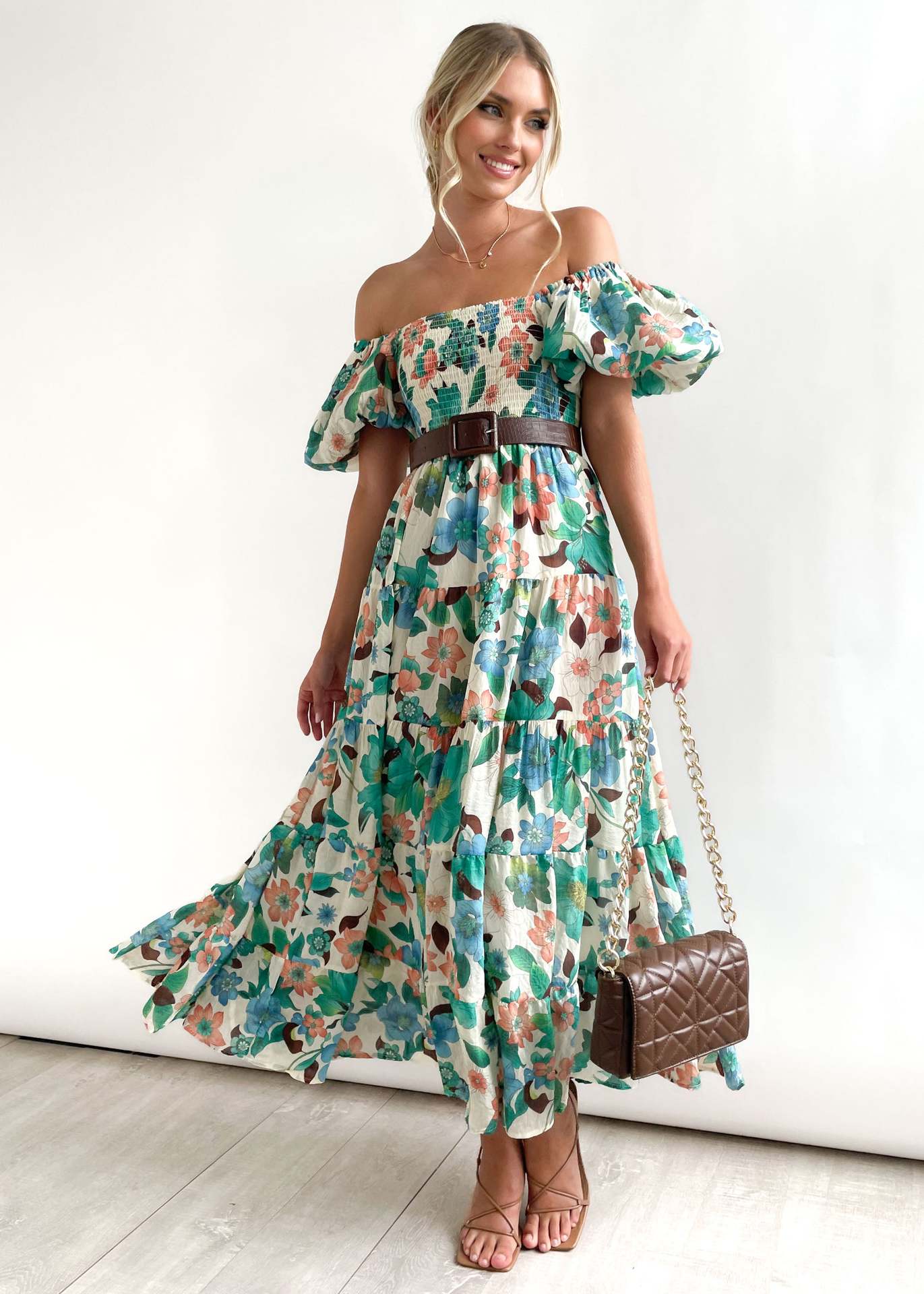 Women's Summer Puff Sleeve Holiday Slim Looking Long Dress Hot Dresses