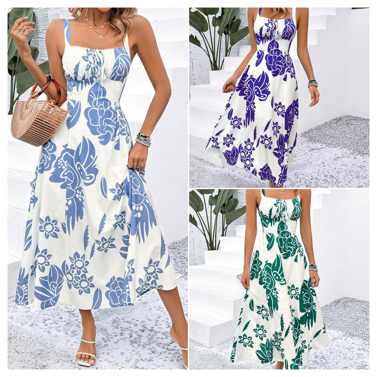 Women's Fashion Sexy Sling Backless Slim Fit Dress