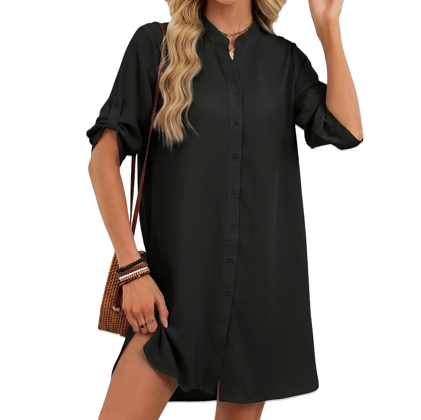 Versatile Beautiful Fashion Women's Shirt Button Dress
