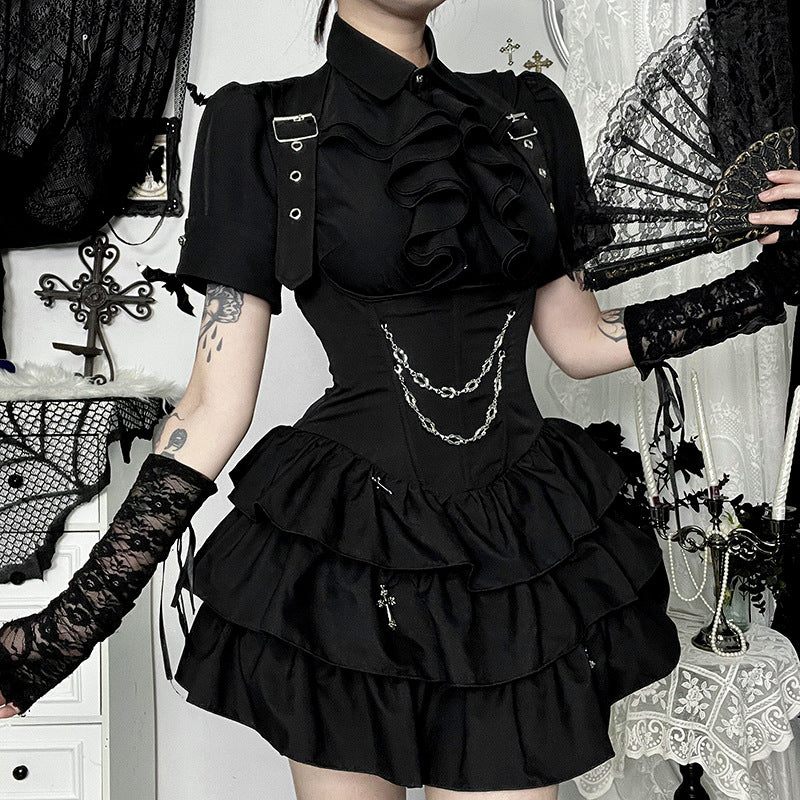 Women's Dark Goth Culture Slim Fit Shirt Outfit Suits