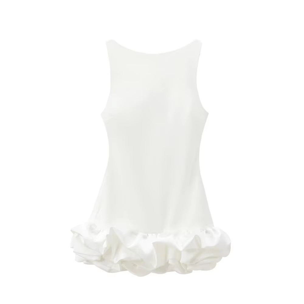 Women's Dress Ruffled Halter Spaghetti Straps Backless Dresses