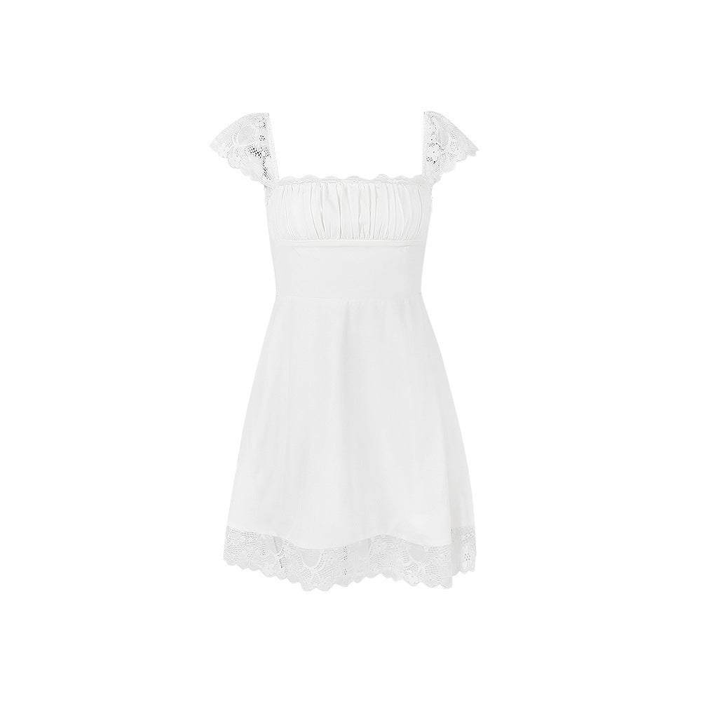 Women's Lace Square Collar Suspender Slim Fit Backless Skirts