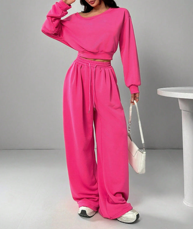 Yuan Winter Thermal Extra Thick With Fleece Waist Trimming Sweatshirt Fashion Casual Suit