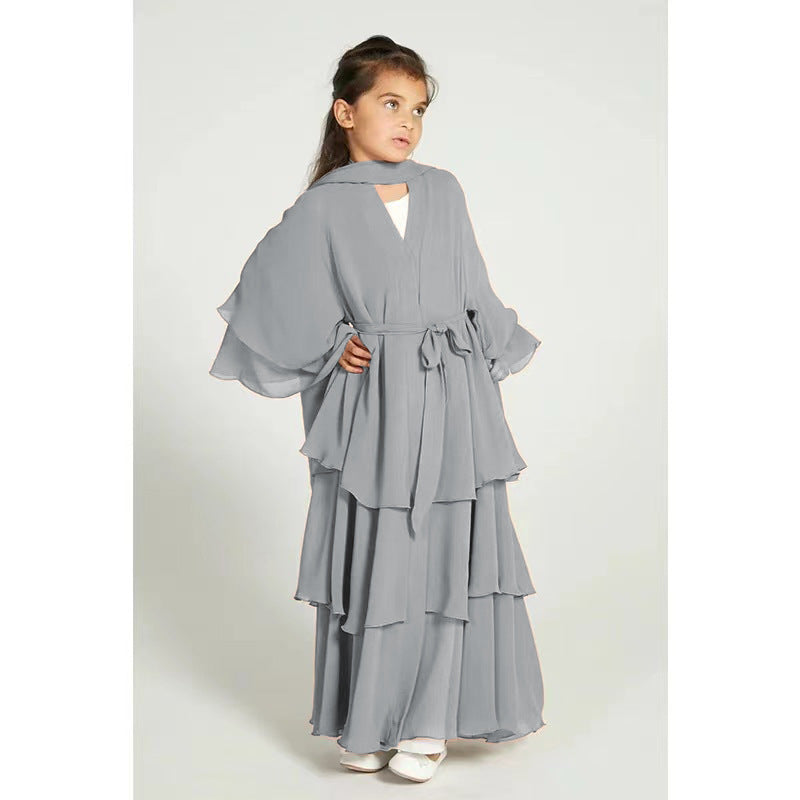 Children's Chiffon Elegant Belted Sweet Fresh Without Dress