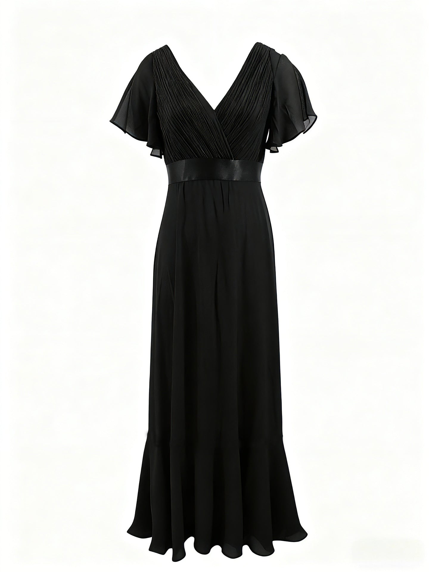 Women's Style Retro Bell Sleeve Waist Dress Chiffon Large For Dresses