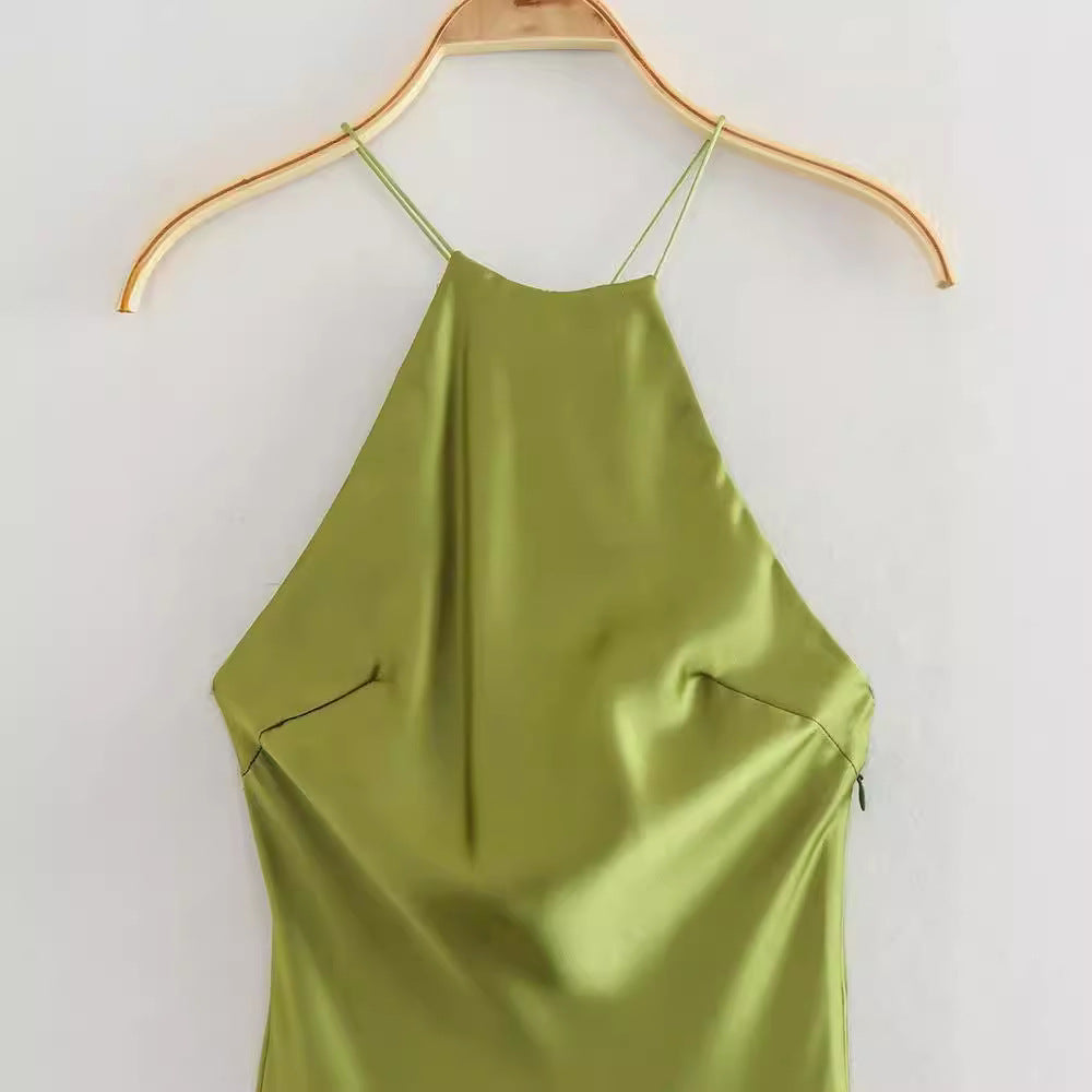 Women's Summer Hot Strap Dress Silk Satin Dresses