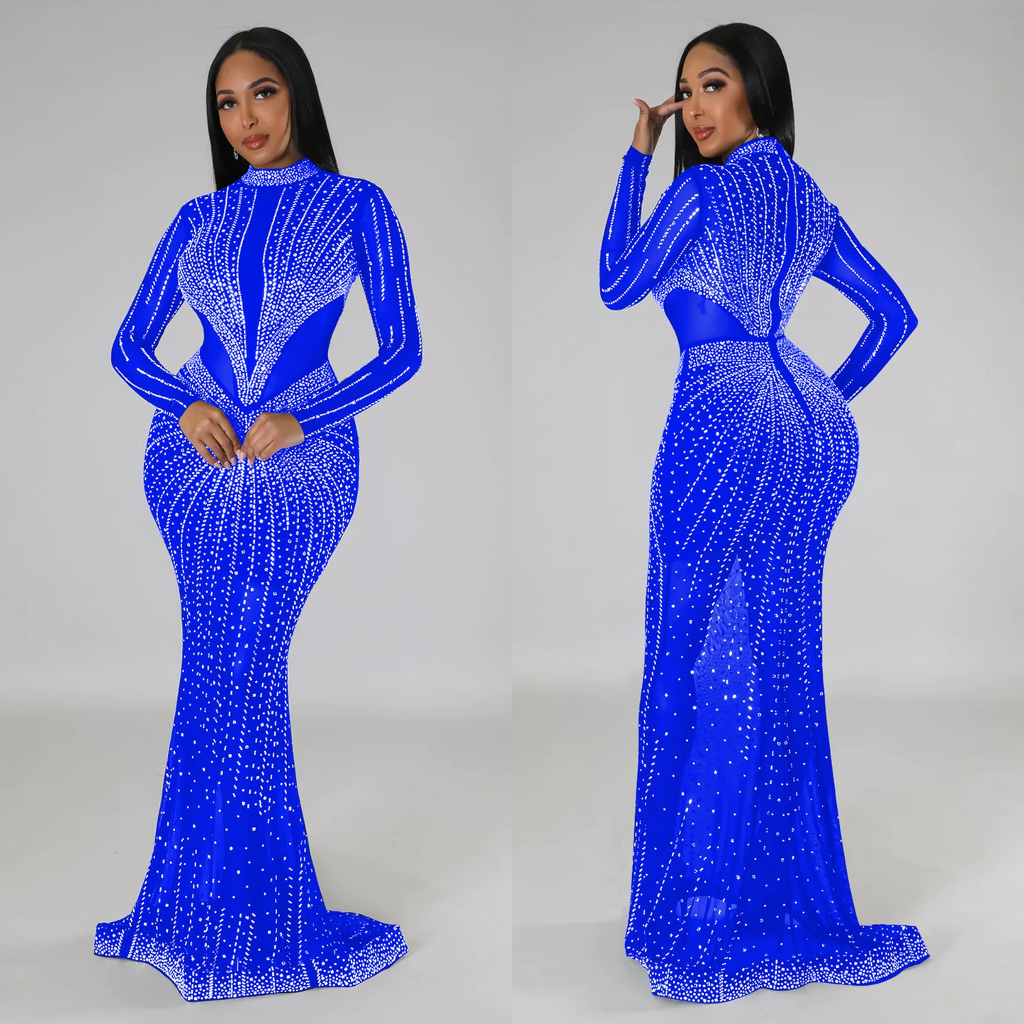 Women's Wear Pure Color Mesh Hot Drilling Dresses