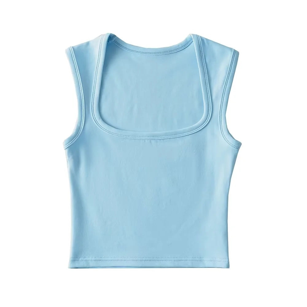 Women's Summer Sexy Deep Square Collar Tight-fitting Tops
