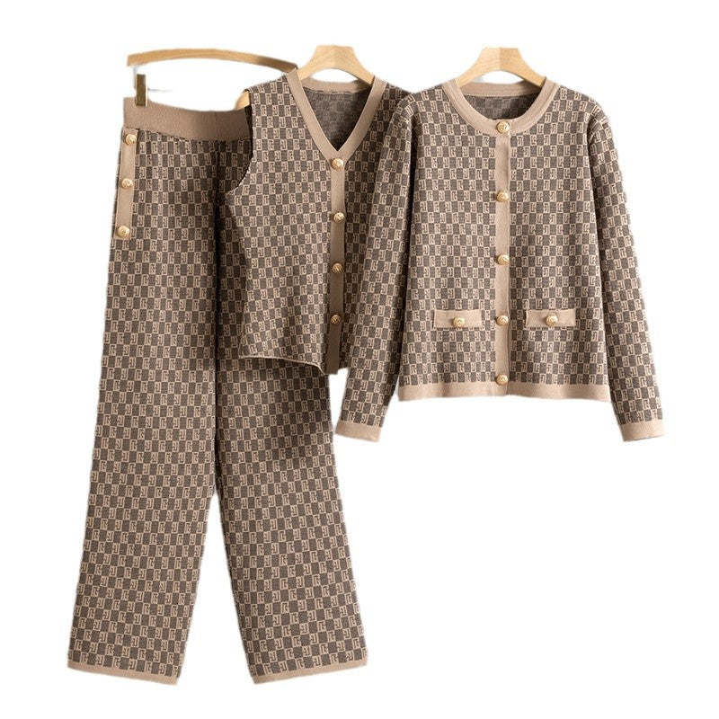 Women's Slouchy Fashion Temperament Knitting Three-piece Suits