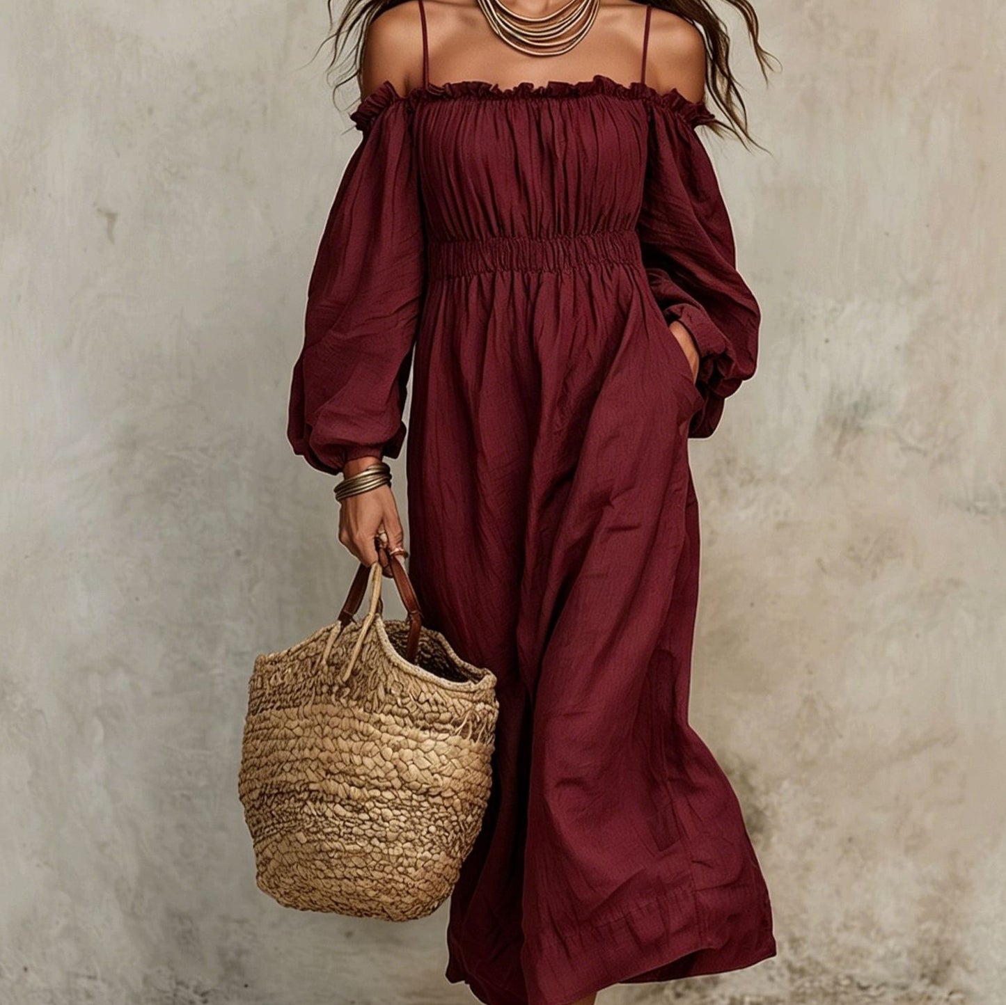 Vacation Style Suspender Stitching Sweet Waist Dress