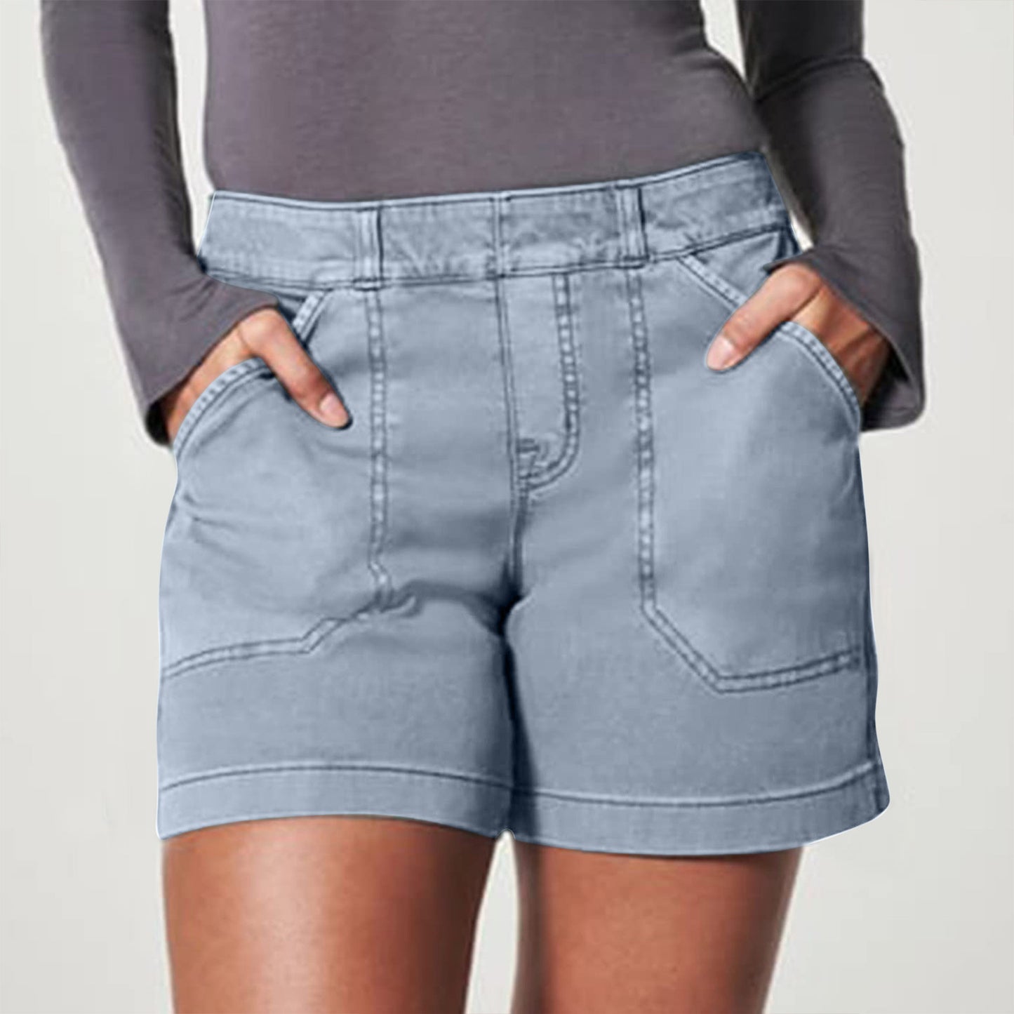 Fashion Simple Pocket Hip Lifting High Elastic Shorts