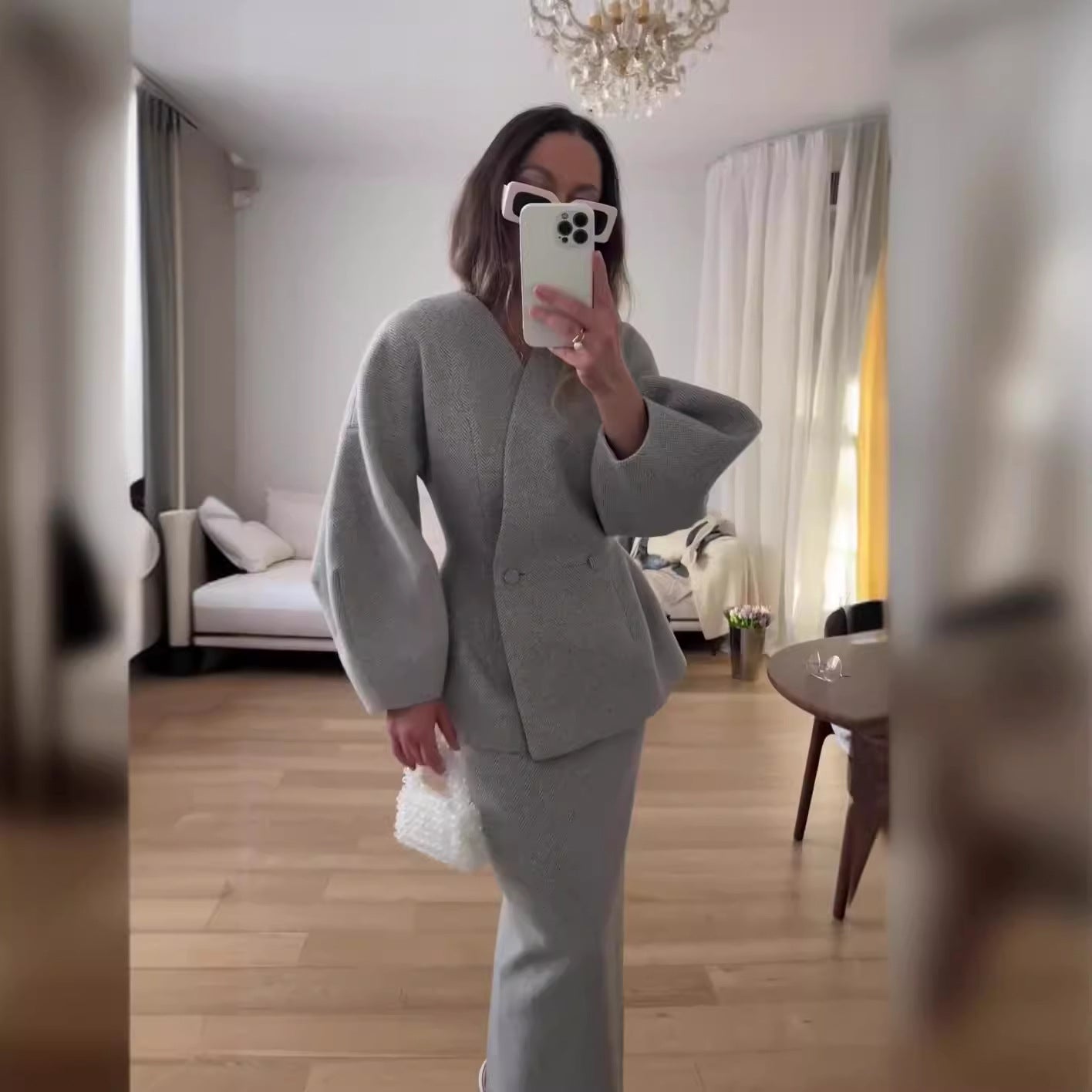 Fashion Solid Color Bandage Dress Slim Suits