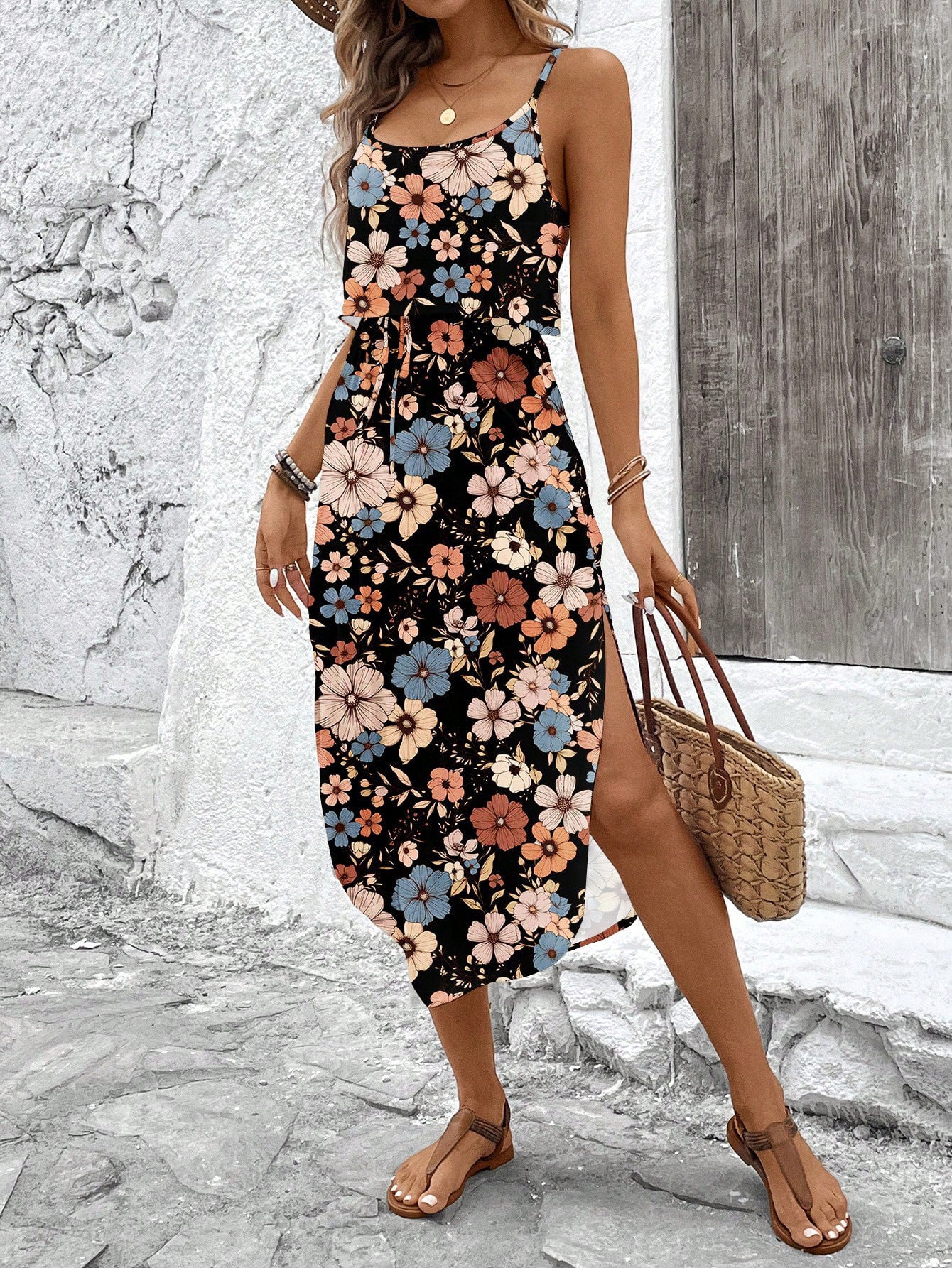 New Attractive Versatile Graceful Printing Slip Dress