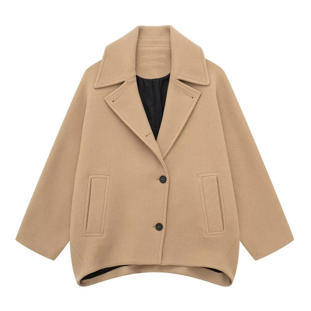 Women's Creative Wool Blend Loose Overcoat Coats