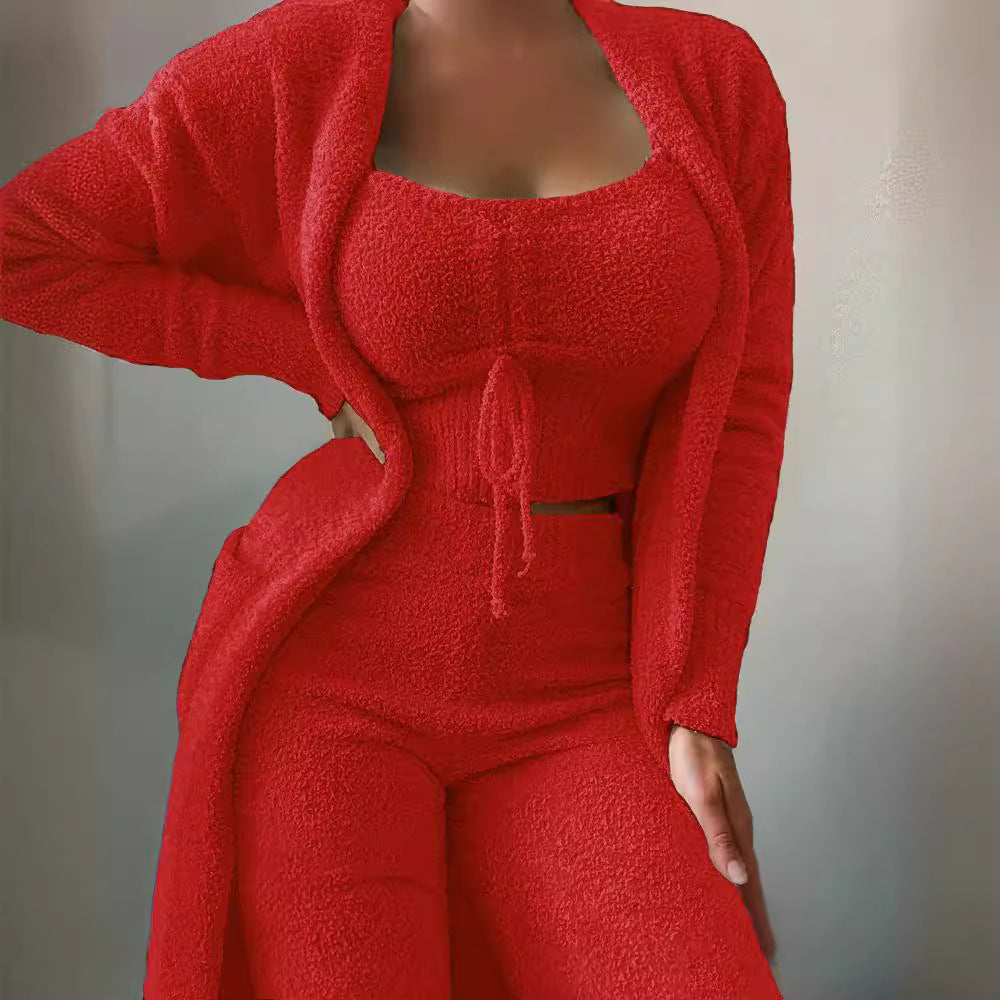 Charming Versatile Women's Winter Plush Pajamas Fashion Casual Suit