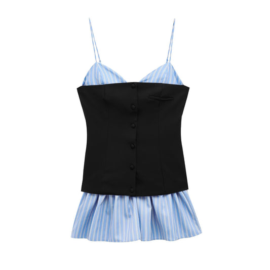 Women's Early Spring Poplin Stitching Pleated Dress Dresses