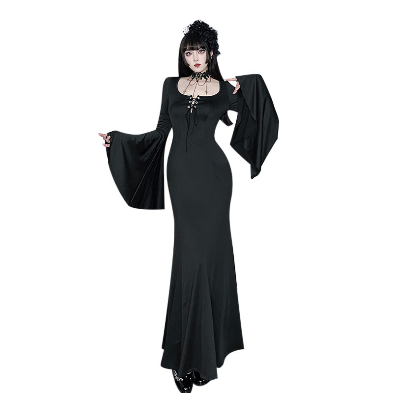 Adams Family Spider Web Lace Fishtail Asian Culture Dresses