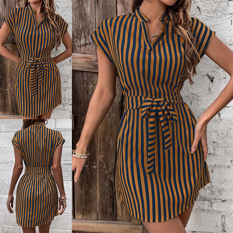 Trendy Graceful Cool Women's Sleeveless Striped Dress