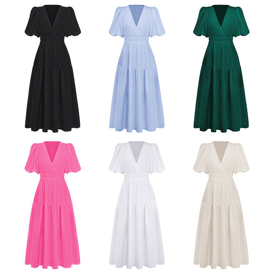 Women's Dress High-grade Long Ruffled Lantern Sleeves Dresses