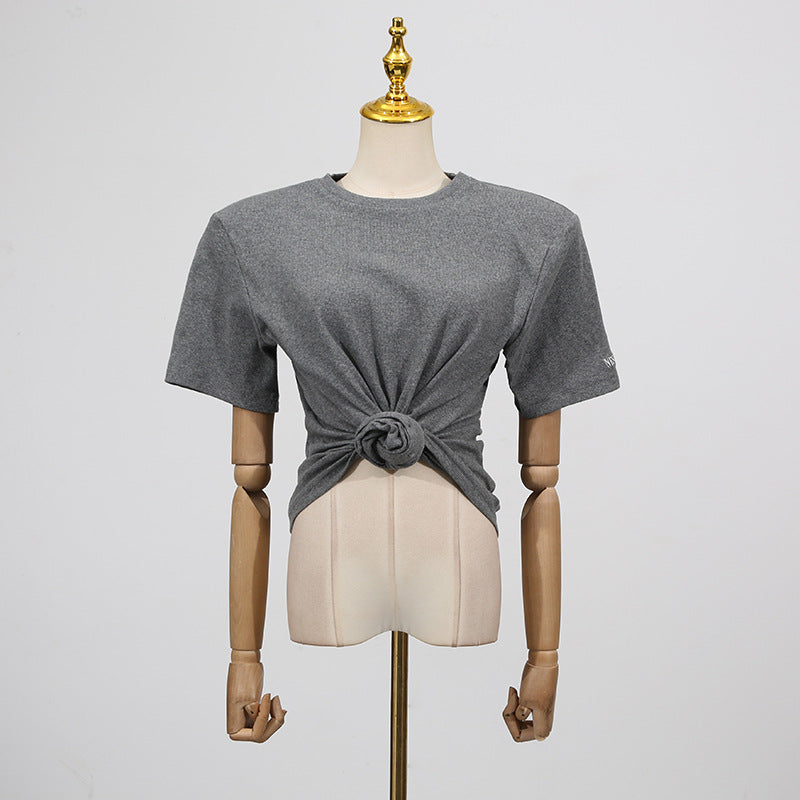 Women's Summer Fashion Round Neck Solid Color Minimalist Blouses