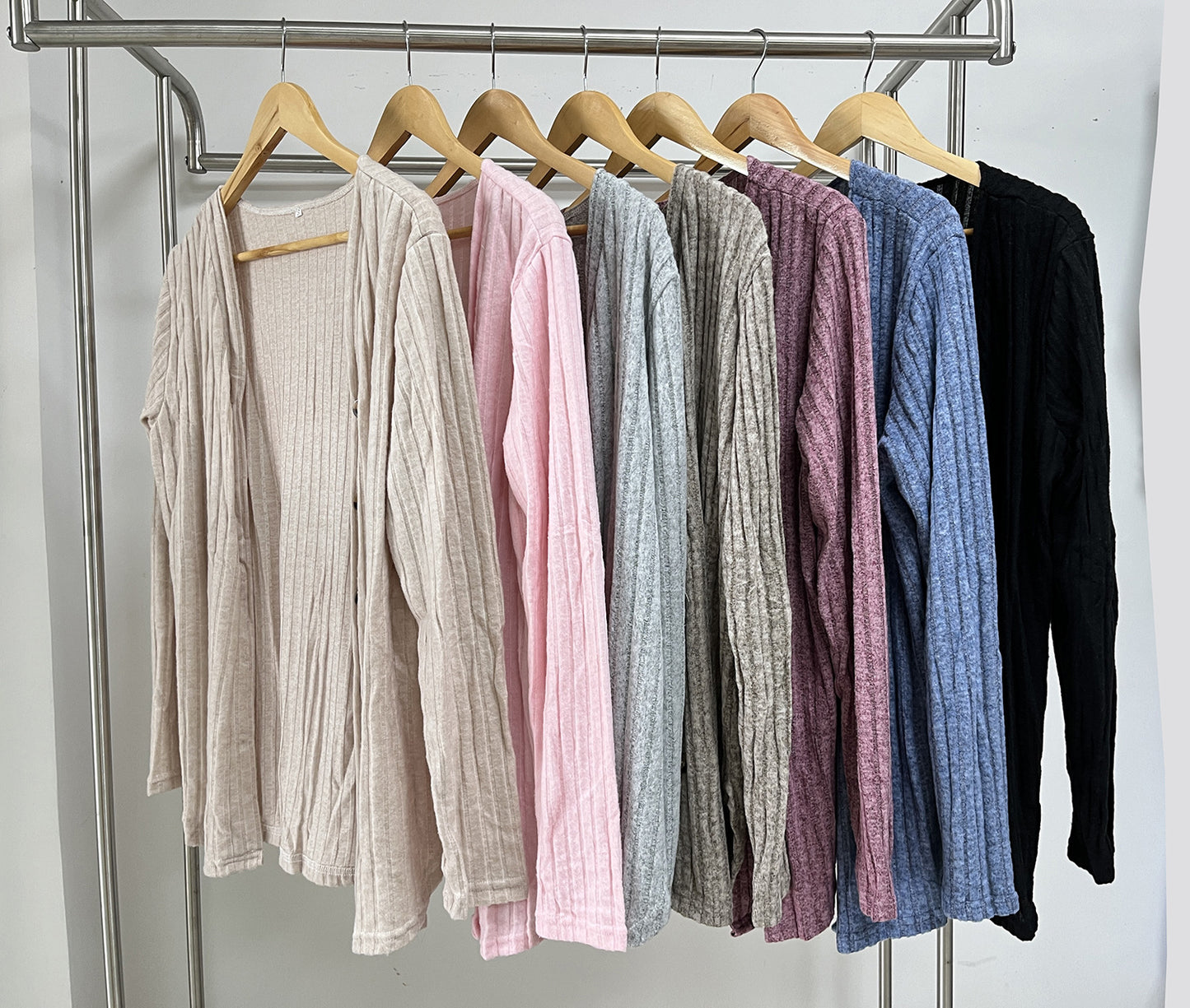 Women's Solid Color Long Sleeve Button Knitted Emerized Women's Sweater